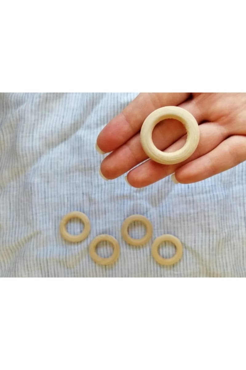 Mini Ahşap Halka 5 Adet ( 3cm) (EMZİK ASKISI) — görsel 2