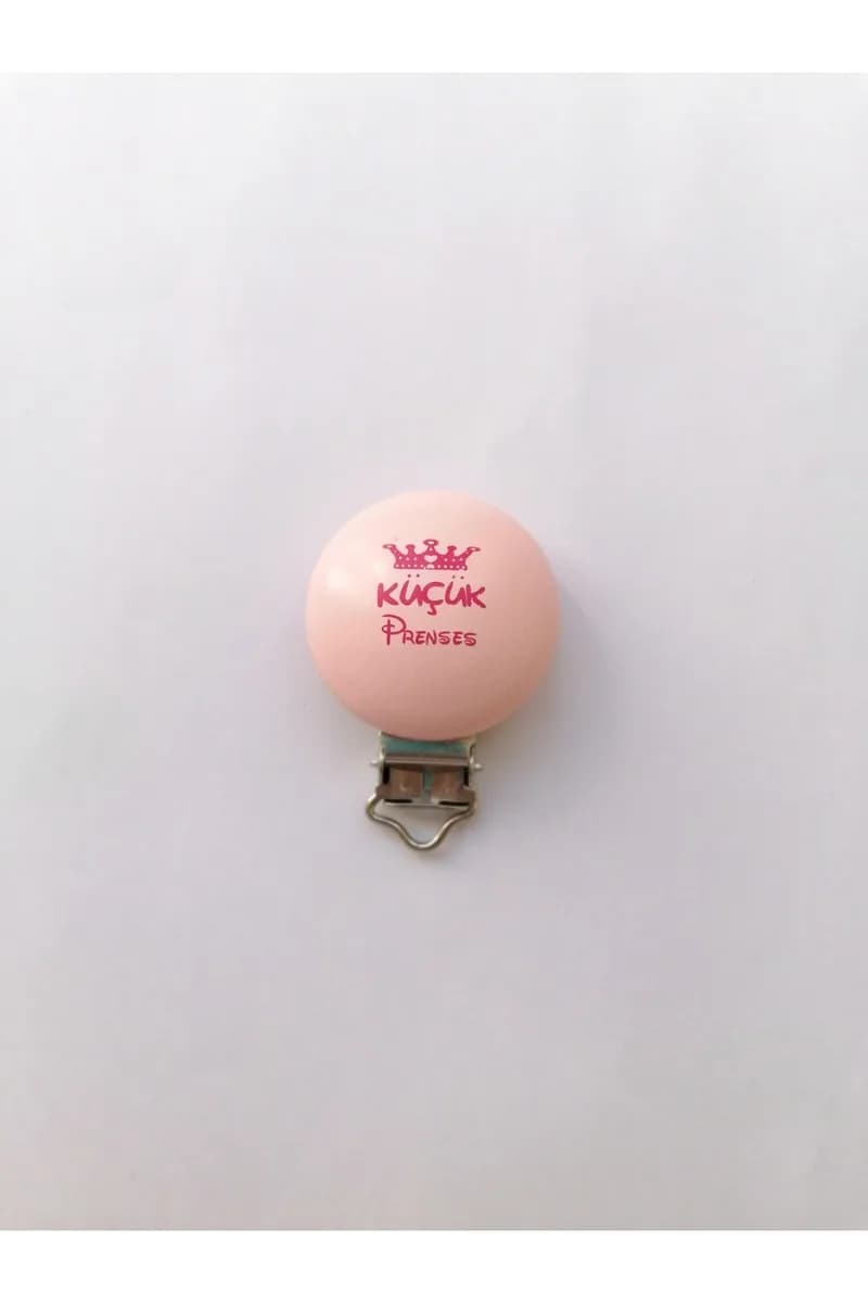 Ahşap Emzik Klipsi Küçük Prenses Pembe (1 Adet)