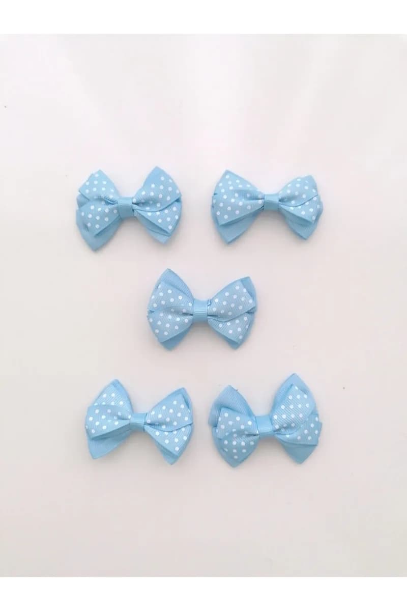 Mini Puanlı Açık Mavi Fiyonk - 10 Adet (6 CM)