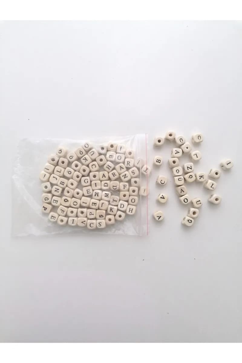 (O HARFİ) 10 Adet Ahşap Harf Boncuk 10mm