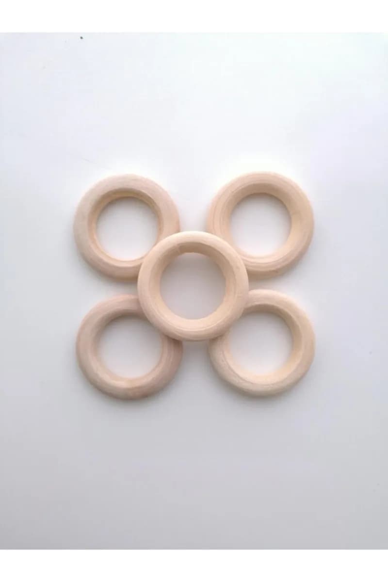 Mini Ahşap Halka 50 Adet 3cm emzik Askısı