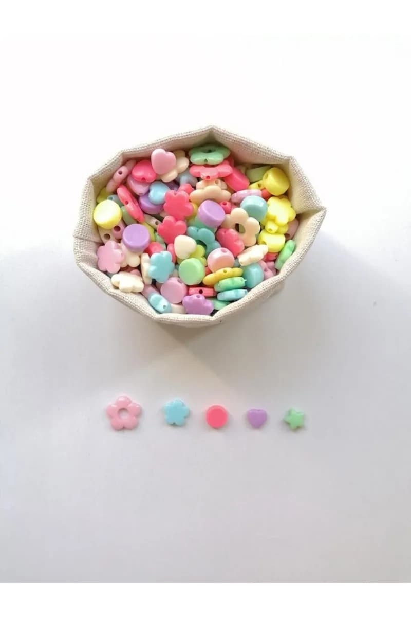 200 Adet Akrilik Boncuk (7 Renk)