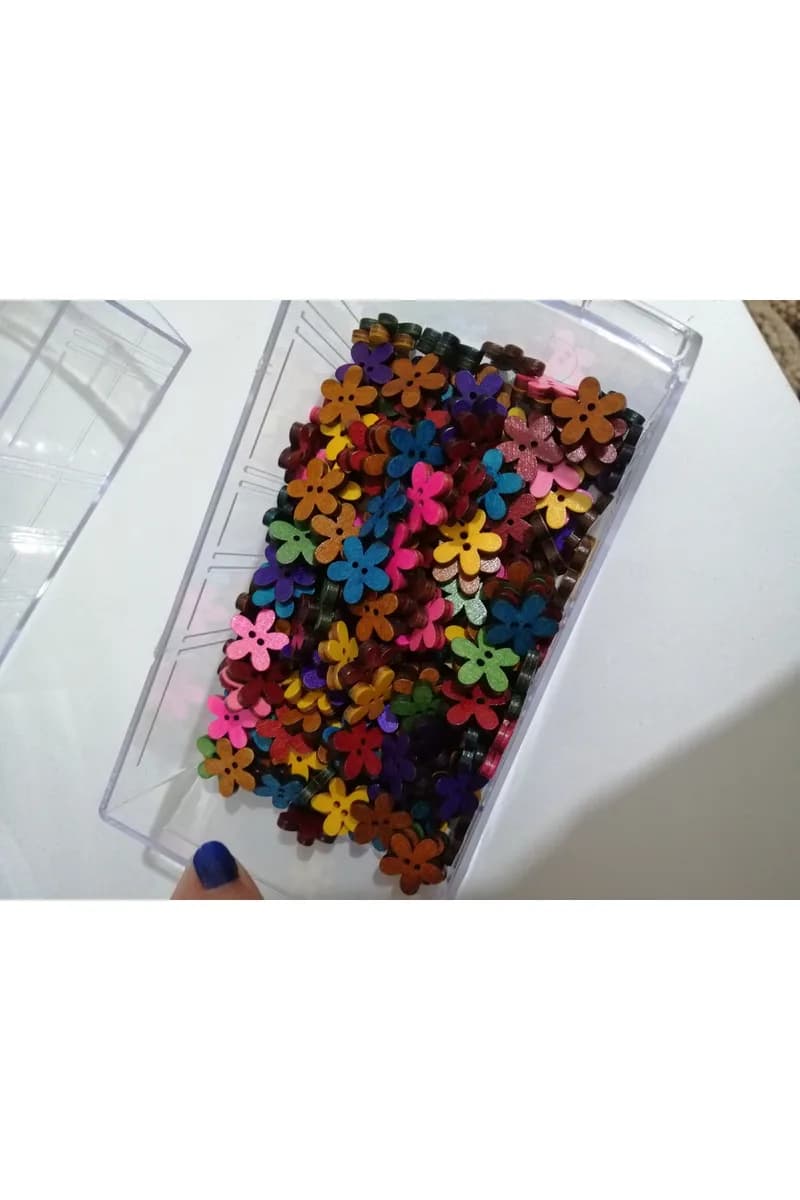 Renkli Ahşap Çiçek Düğme - 30 Adet — görsel 3