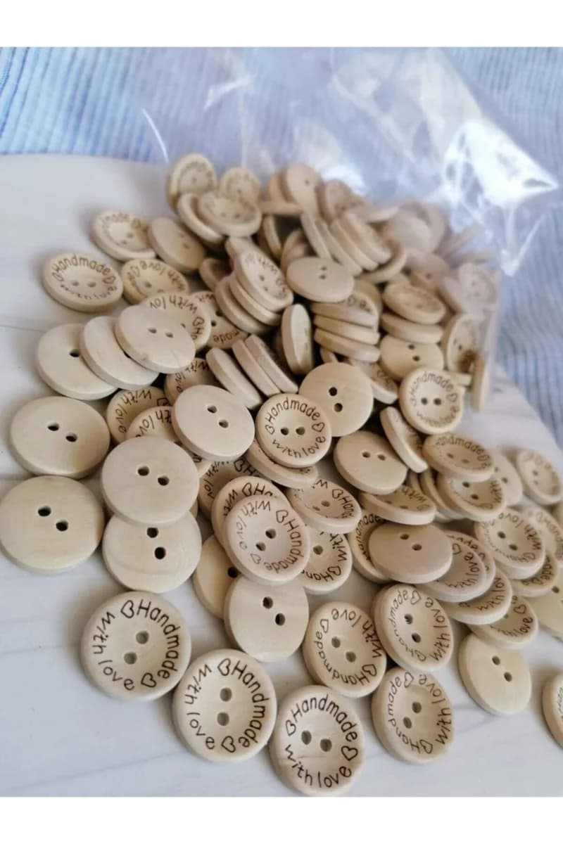 Ahşap Hand Made Düğme (50 Adet) — görsel 3