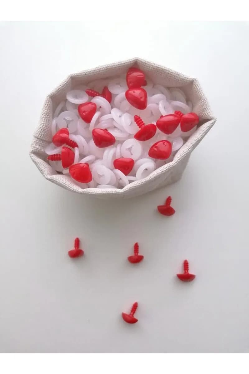 Amigurumi Vidalı Burun Kırmızı 12 Mm (50 ADET)