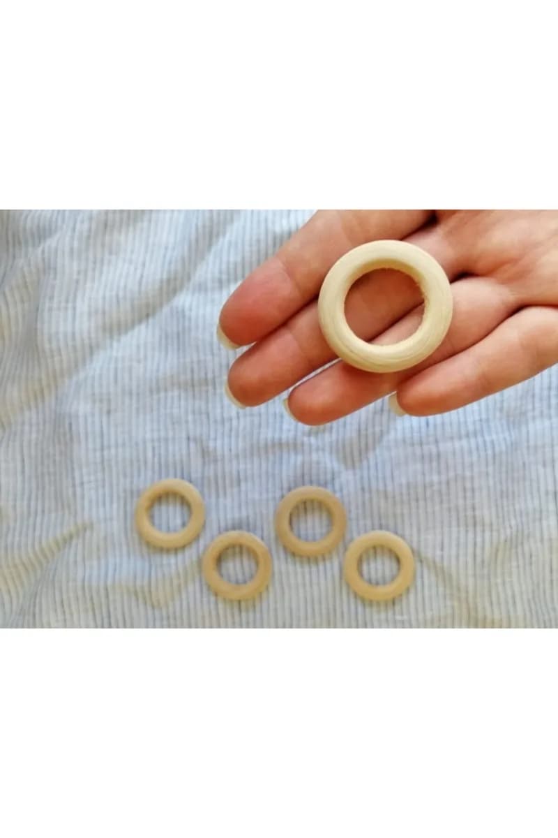 Mini Ahşap Halka 50 Adet 3cm emzik Askısı — görsel 4