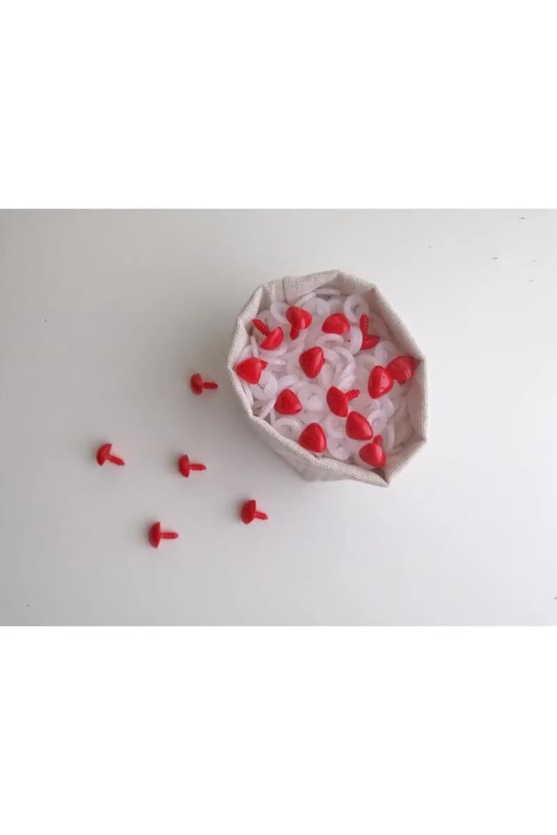 Amigurumi Vidalı Burun Kırmızı 12 Mm (50 ADET) — görsel 2